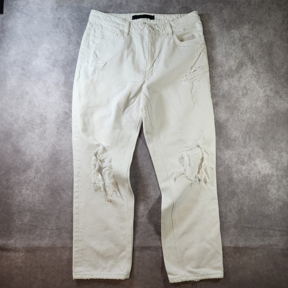 Cult of Individuality Mens 32 White Distressed Straight Jeans 100% Cotton